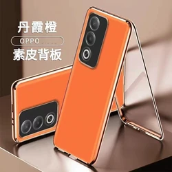 Premium 360° Full Protection Leather Bumper Case with Tempered Glass Cover for Oppo K12X 5G (Orange)