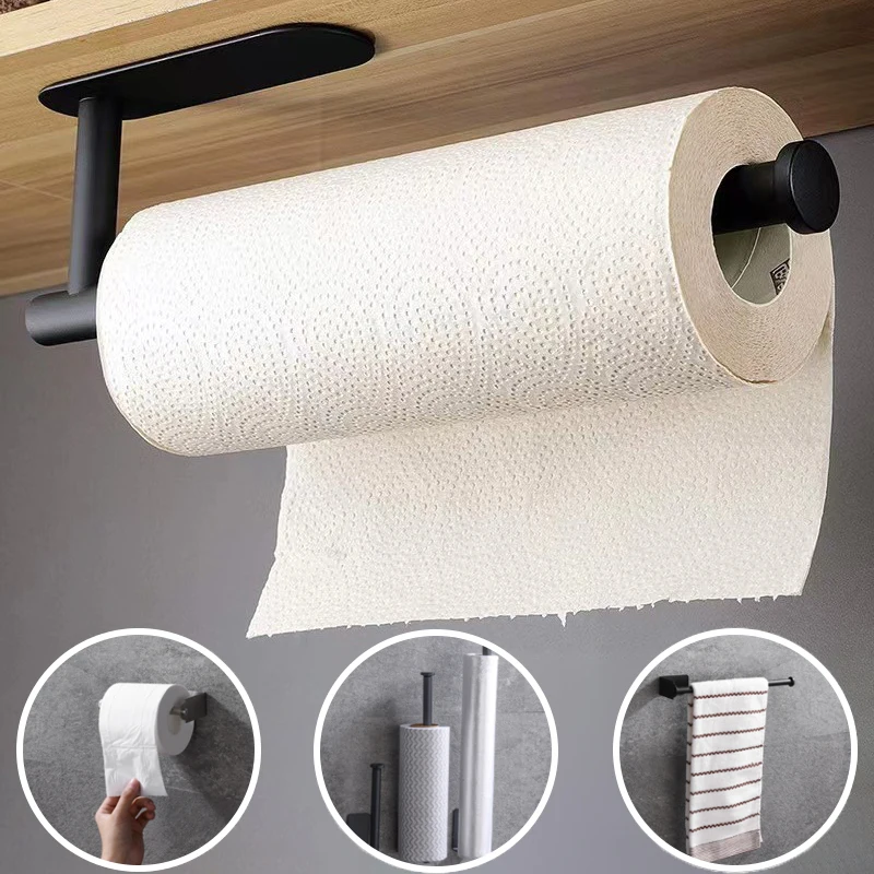 Stainless Steel Paper Towel Holder Organizer Rack Self Adhesive Wall Toilet Roll Paper Holder Tissue Stand Bathroom Organizer paper towel holder toilet paper holder toilet paper rack toilet roll holder paper towel rack tissue holder