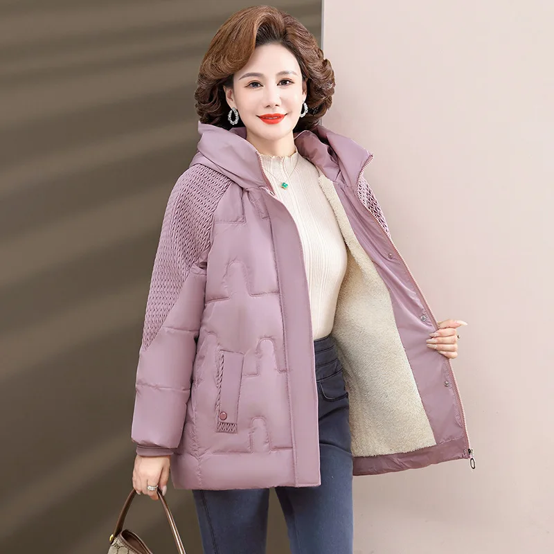 

Women's Hooded Western Style Cotton Jacket, Autumn and Winter Clothes, Zipper, Velvet, Thickening, Keep Warm, Fashion