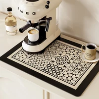 Retro Printed Coffee Pad Super Absorbent Kitchen Countertop Mat Drain Tableware Draining Pad For Home Decor Dry Rug Kitchen Mat 2