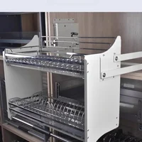 Kitchen 304 Dish Hanging Cabinet Pull Basket Lift Up Push Down Pull-down Bowl Rack Lift Cabinet Storage Damping Pull Basket 2