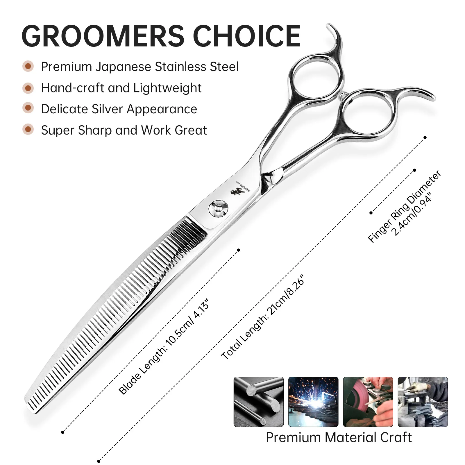 Dog Grooming Scissors Japan Stainless 7" 8" Pet Scissors Dog Curved Chunker for Groomer Bend Down Thinning Shears