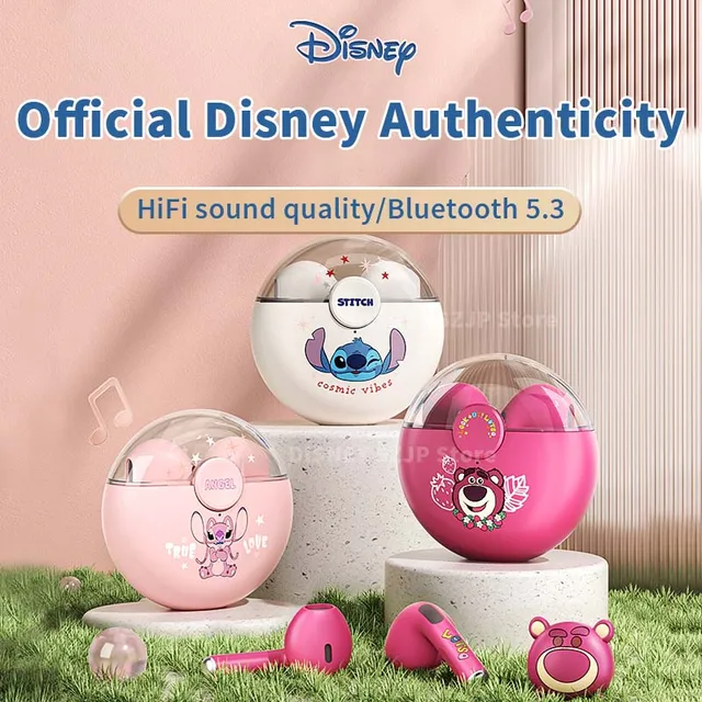 New Disney Q50 Stitch Angel Wireless Bluetooth 5.3 Earphones HiFi Surround Sound Headset Smart Touch Headphone Long Endurance 2