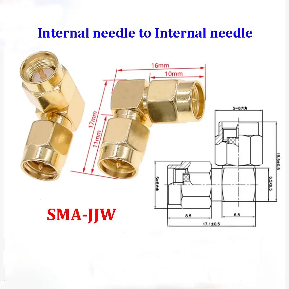 Adaptateurs SMA et RP-SMA pour antenne drone, empilés par couleur, montrant les filetages mâle et femelle.
