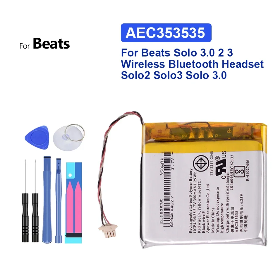 Batteria Per Aec353535 350Mah Per Beats Solo 3.0 2 3 Cuffie Bluetooth Wireless Solo2 Solo3 Solo 3.0 Batterie Per Telefoni Cellulari