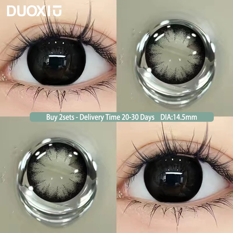 DUOXIU 2pcs Black Contact Lenses Large Diameter 14.5mm Myopia Diopter