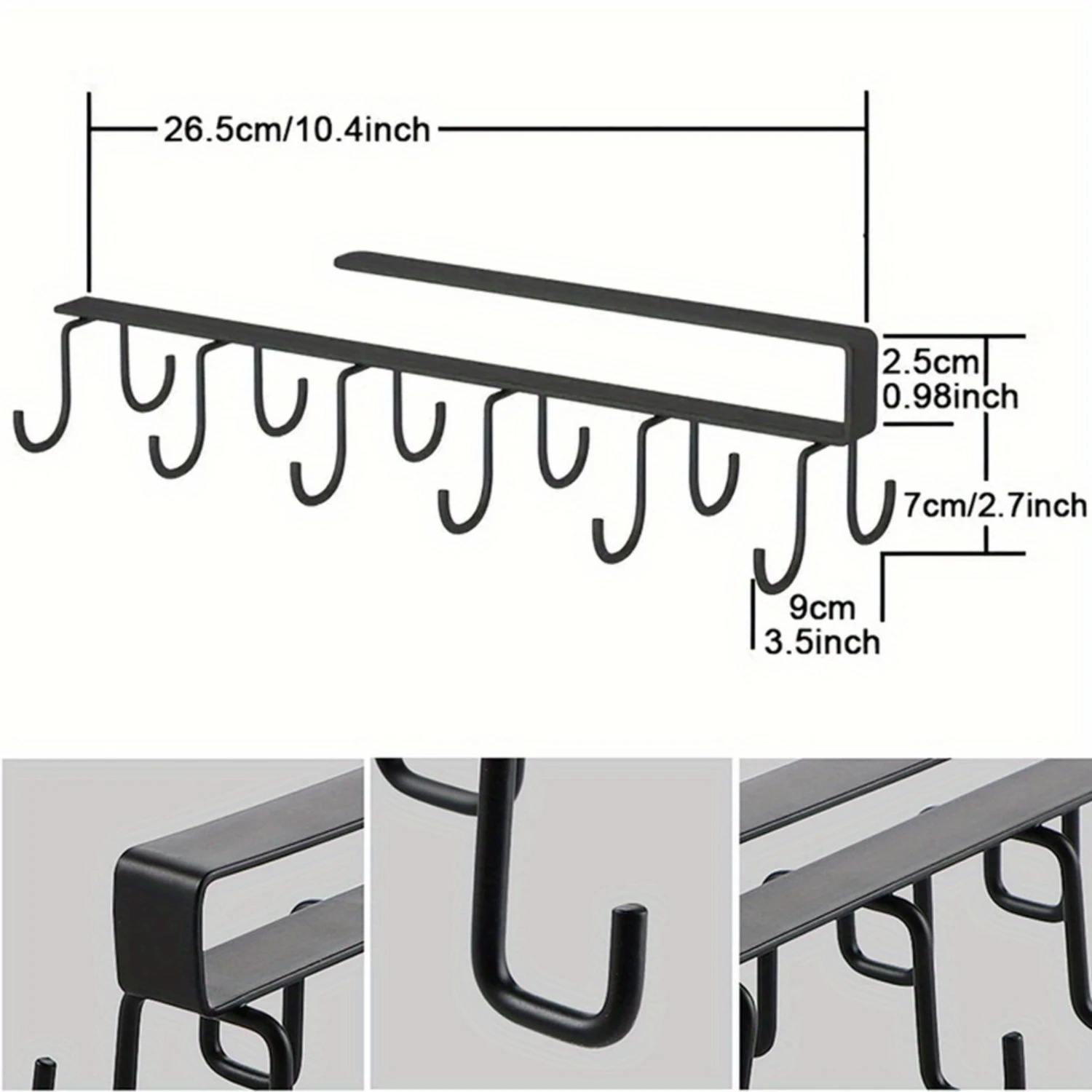 3PCS Cups , Kitchen Utensil Hanging with , Cup Holder Hanger Hook Rack Holder Under Cabinet Closet Without Drilling