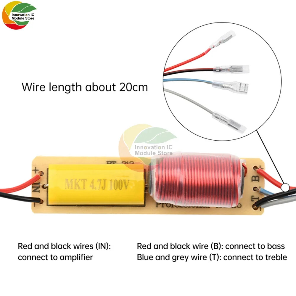 High-Power 2-Way HiFi Crossover with Cable for Car Audio Enhancement