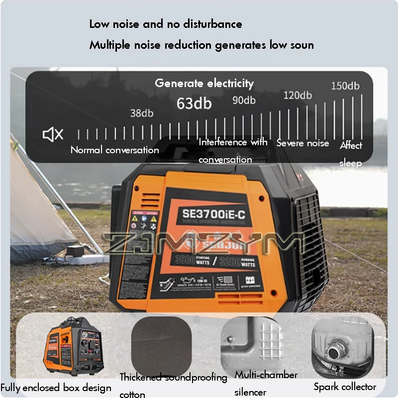 3500W Small Remote Start Generator 220V Portable Quiet Frequency Conversion Generator For Home And Outdoor Camping Charging