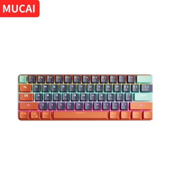 MUCAI 61 키 USB 유선 기계 키보드 LED 백라이트 축 게임 기계 키보드 가테론 빨간 스위치