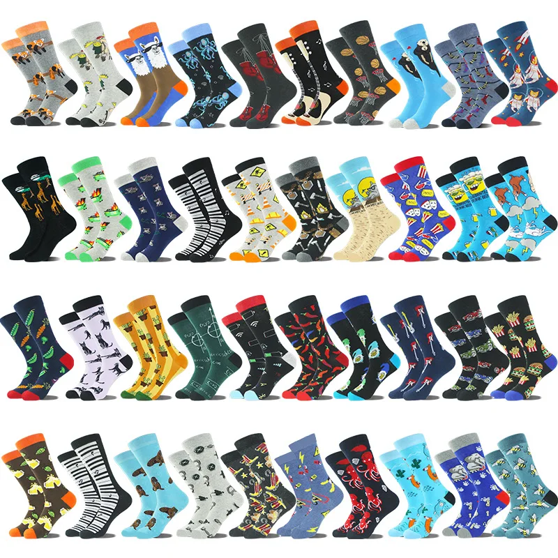 

2023 New Men's Socks Boxing Dollars Chess Boards Animal Novelty Cartoon Cotton Women Street Sock Big Size Long Socks