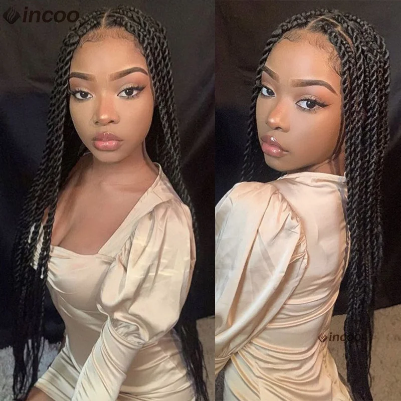 Senegalese Twist Braids Lace Front Wigs For Black Women Synthetic Full Lace Frontal Wigs Pre Plucked Box Braids Passion Twists