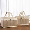1pc Bamboo Fruit Basket, Outdoor Handheld Picnic Basket, Food Storage Basket, Kitchen Accessories, Kitchen Decor, Home Decor, 2