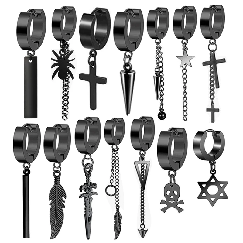 

1/12 пар сережек из нержавеющей стали, набор сережек-крестов для мужчин и женщин, маленькие серьги-кольца Huggie