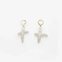 Instagram blogger's natural cross shape freshwater pearl earrings with copper gold-plated design feel 1