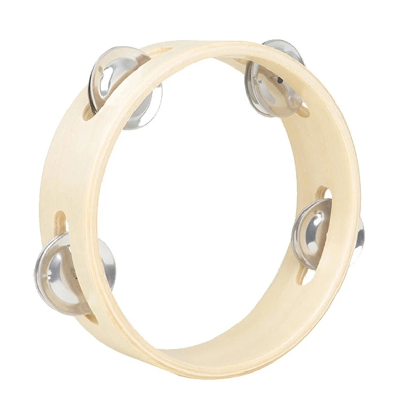 Round Handbell Single Row Tambourines Handheld Percussion Drum Tamborines