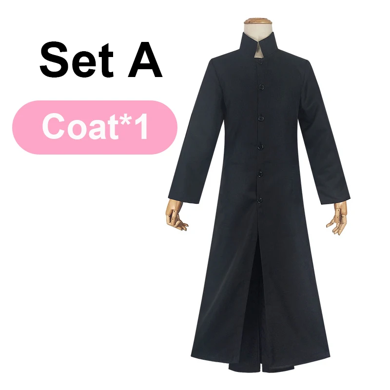 thumbnail image 1 of Disfraz de Cosplay de Matrix, película de ciencia ficción, uniforme Neo, gabardina de Keanu Reeves, conjunto de traje de fiesta de Halloween, ropa para hombre, 1 of 5