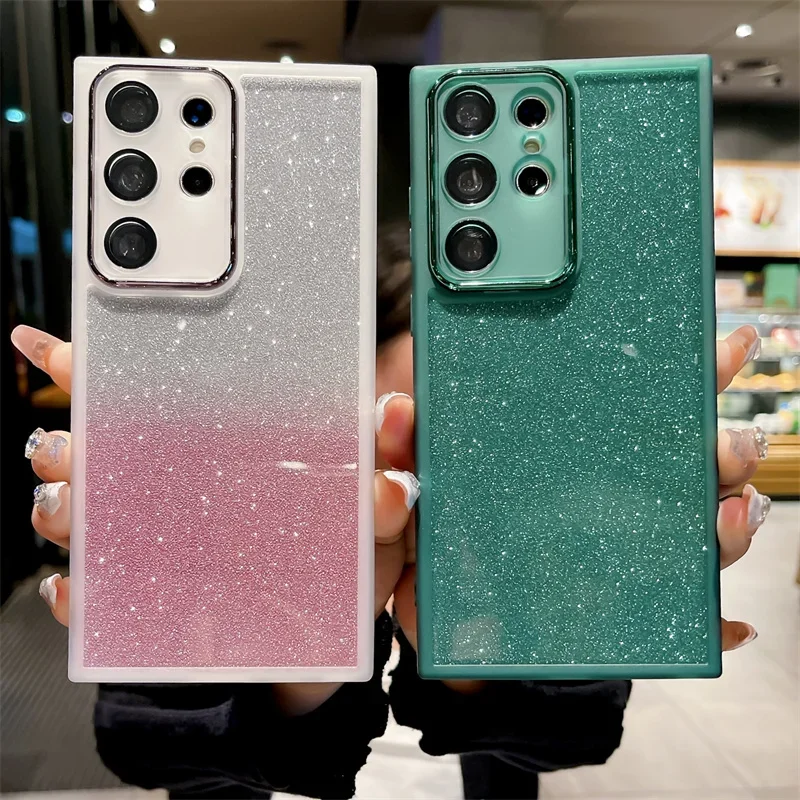 Glitter Silicone Case For Samsung Galaxy A15 S23 A05 A04 A14 A34 A54 A52 A13 A23 A33 A53 A73 Lens Protetcor Soft Cover_voghion.com