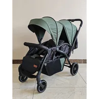 Poussette double multifonctionnelle légère, position haute, convertible assis-debout, pliable en deux 4