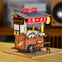 DIY Wooden Miniature Model Kit Japanese Yatai-Teppanyak Street Store Doll Houses 3D Puzzle Dollhouse for Friends Birthday Gifts 1