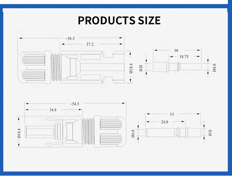 Solar Connectors 2 Pair Solar PV Connectors For Panels and PV Systems