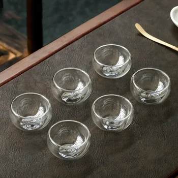 2/6 pezzi set di tazze da tè in vetro a doppio strato bicchieri trasparenti caffè latte tazza d'acqua birra multiuso tazza da tè utensili da cucina 1