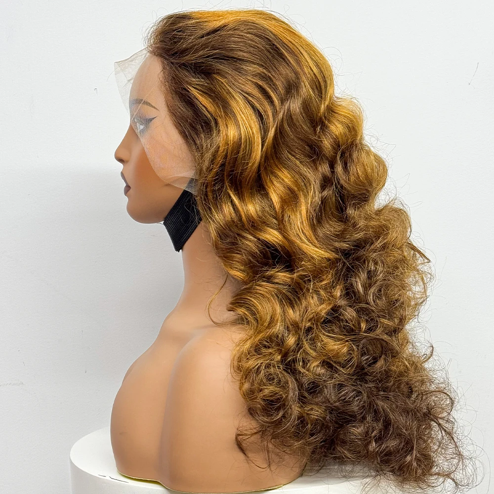 Bouncy Loose Wave Wavy Curly Wigs 280% Density Double Drawn 100% Human Hair Big Wave 13x4 Lace Frontal Human Hair Wigs For Women