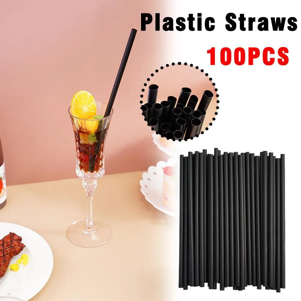 

100Pcs Black Drinking Kunststof Straws Bar Party Wedding Kitchen Pajitas Plastique Beverage Straw Wholesale