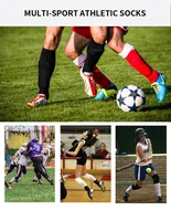 Chaussettes de Football à rayures blanches et noires pour hommes, adolescents, enfants, garçons, au-dessus du mollet, Baseball, Rugby, athlétiques, femmes et filles 6
