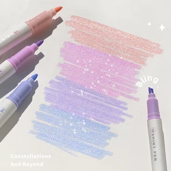 4 Colors/box Fine Glitter Highlighter Pen Set Fluorescent Markers Highlighters Pens Art Marker Japanese Cute Kawaii Stationery