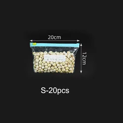 Reusable Transparent Zip Storage Bags for Kitchen and Refrigerator (Set of 3 Sizes) (S - 20pcs)