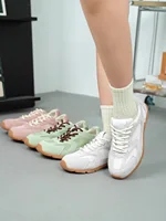 Женские кроссовки, весна-лето 2024, из натуральной кожи, модные повседневные туфли на плоской подошве в стиле ретро, женские кроссовки в немецком стиле на шнуровке