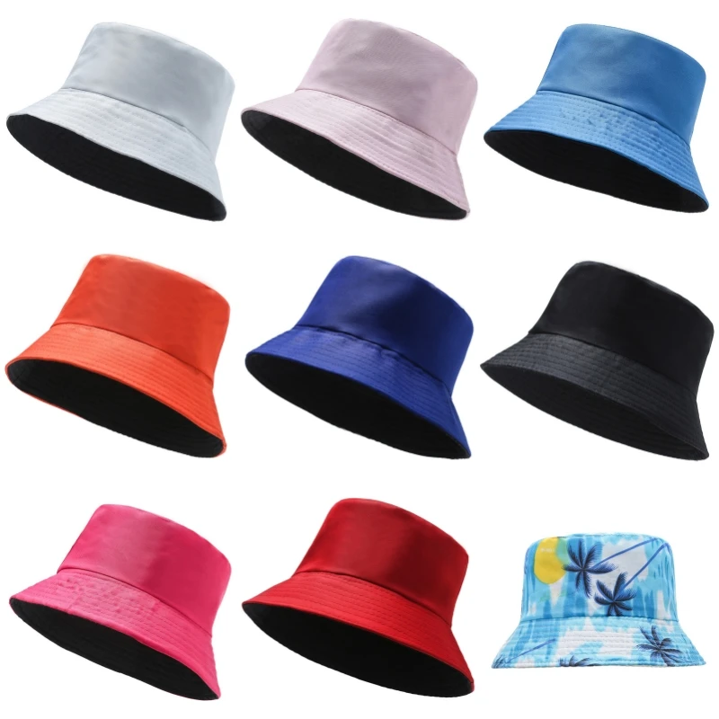 

New Unisex Cotton Bucket Hats Women Summer Sunscreen Panama Hat Men Pure Color Sunbonnet Fedoras Outdoor Fisherman Hat Beach Cap