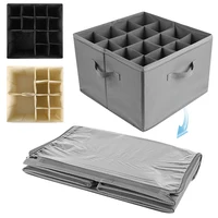Fabric Shoe Organizer Foldable Shoe Storage Bin with Clear Lid Shoe Storage Box Adjustable Dividers for Sneakers Loafers Sandals 2