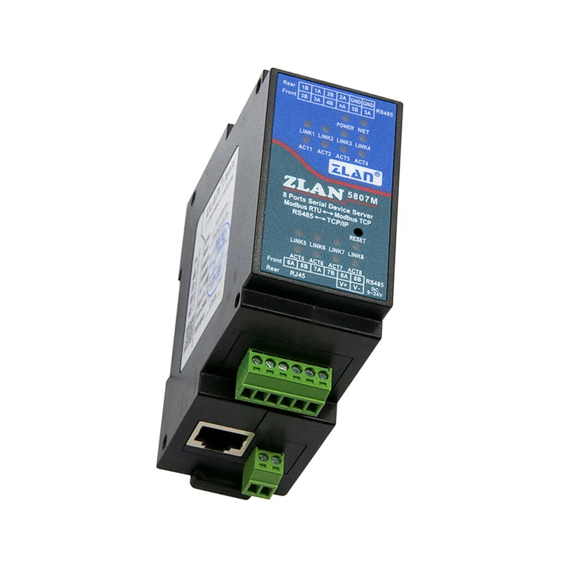 ZLAN5807M 8포트 RS485 이더넷 TCP IP 모드버스 게이트웨이 RTU에서 TCP MQTT JSON 변환기