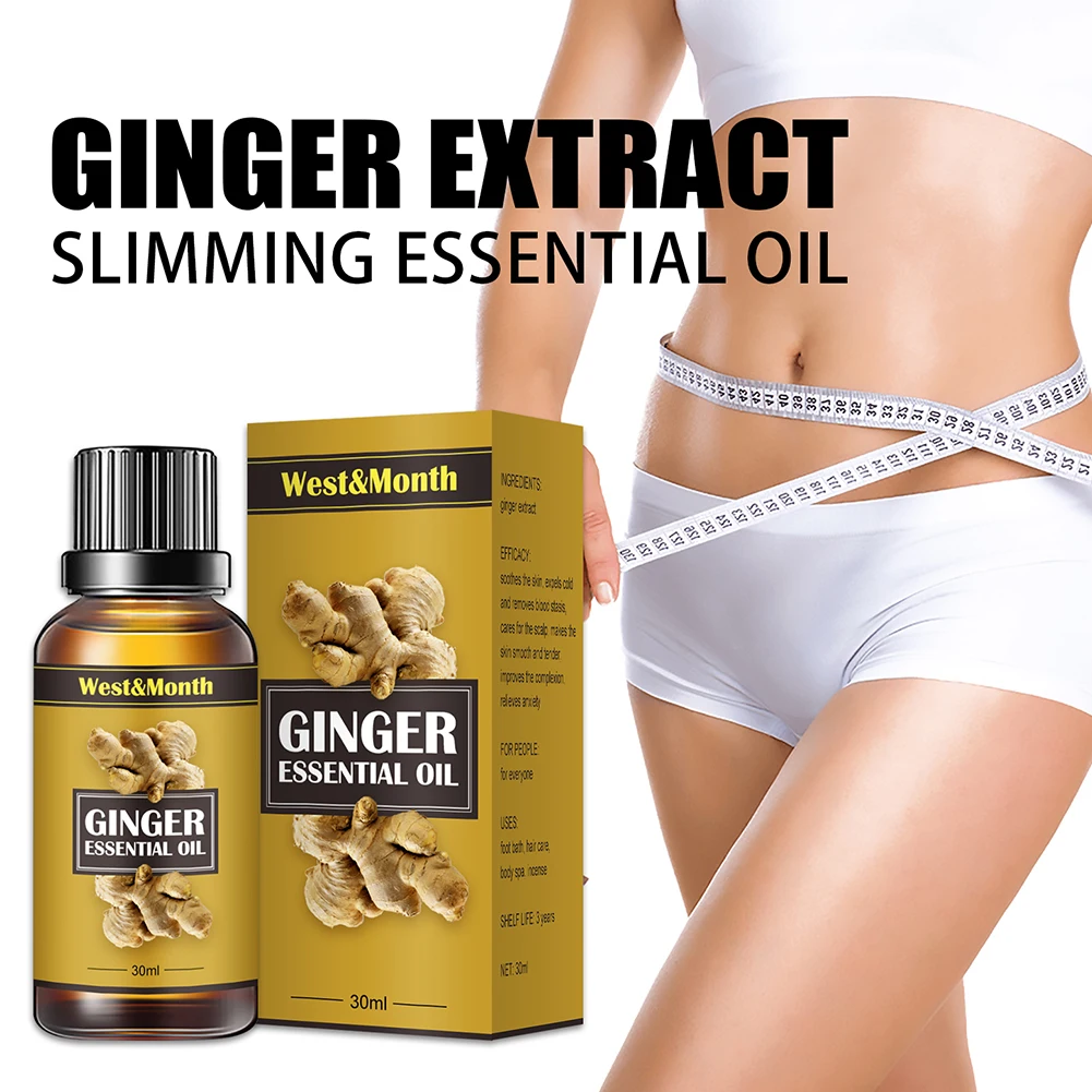 

30ML Natural Ginger Slimming Essential Oil Thin Leg Waist Fat Burner Fast Lose Weight Body Firming Shaping Massage Oils Body Car