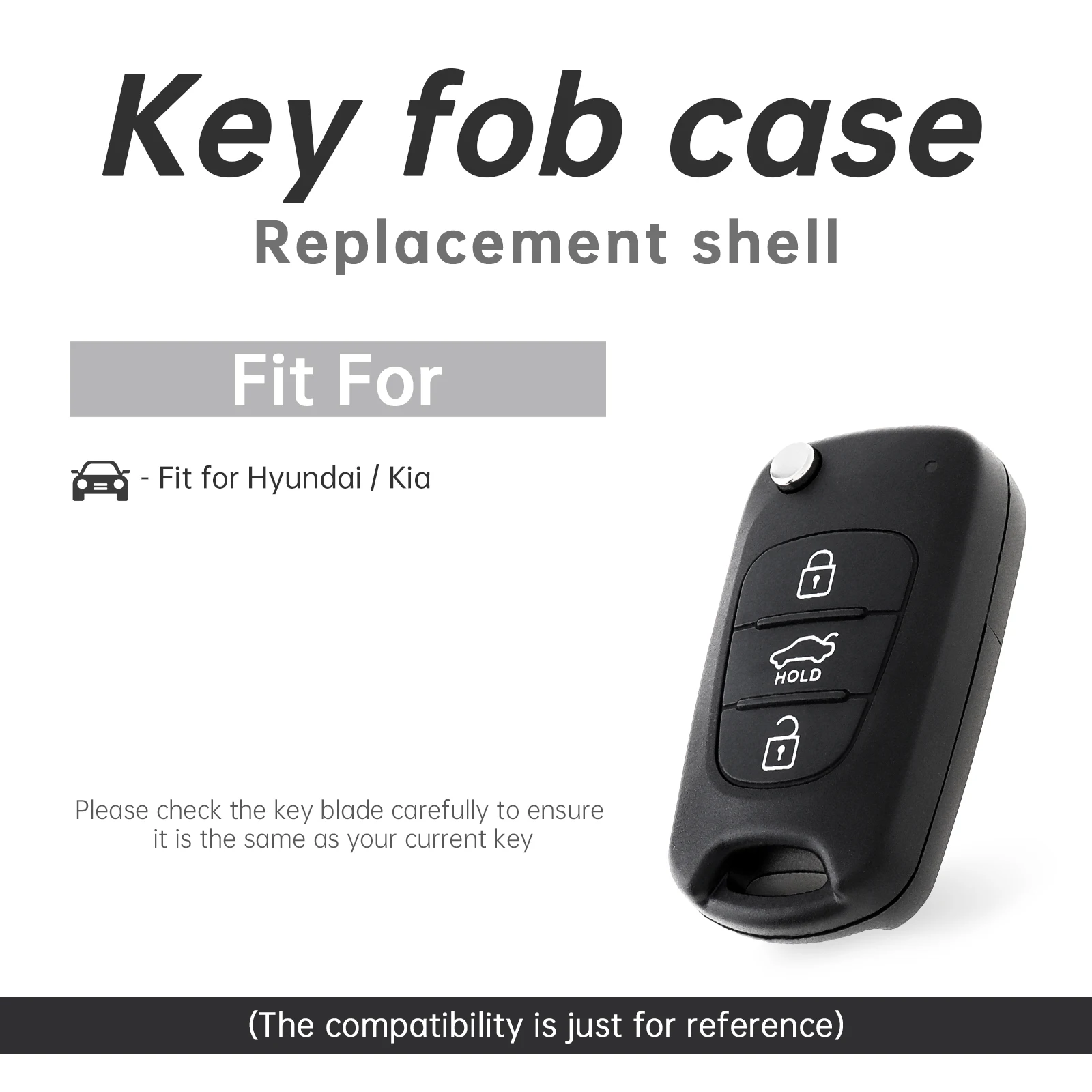 3-Button Flip Folding Car Key Fob Case with Uncut Blade