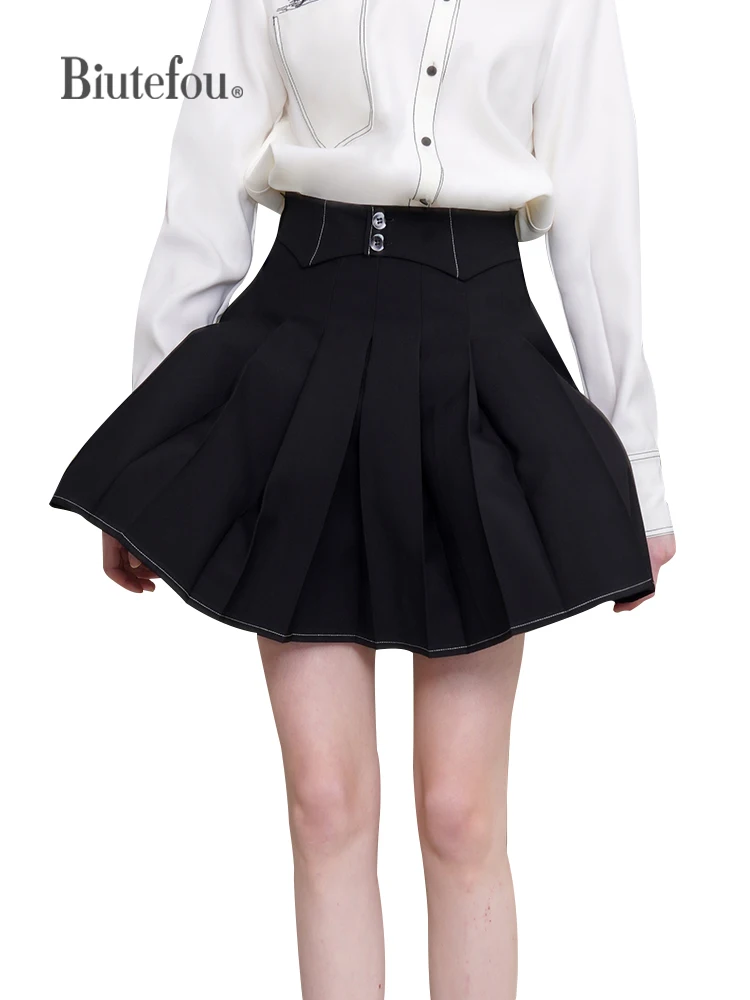 

Women's A-Line High Waist Pleated Skirt, Original Design, Spring
