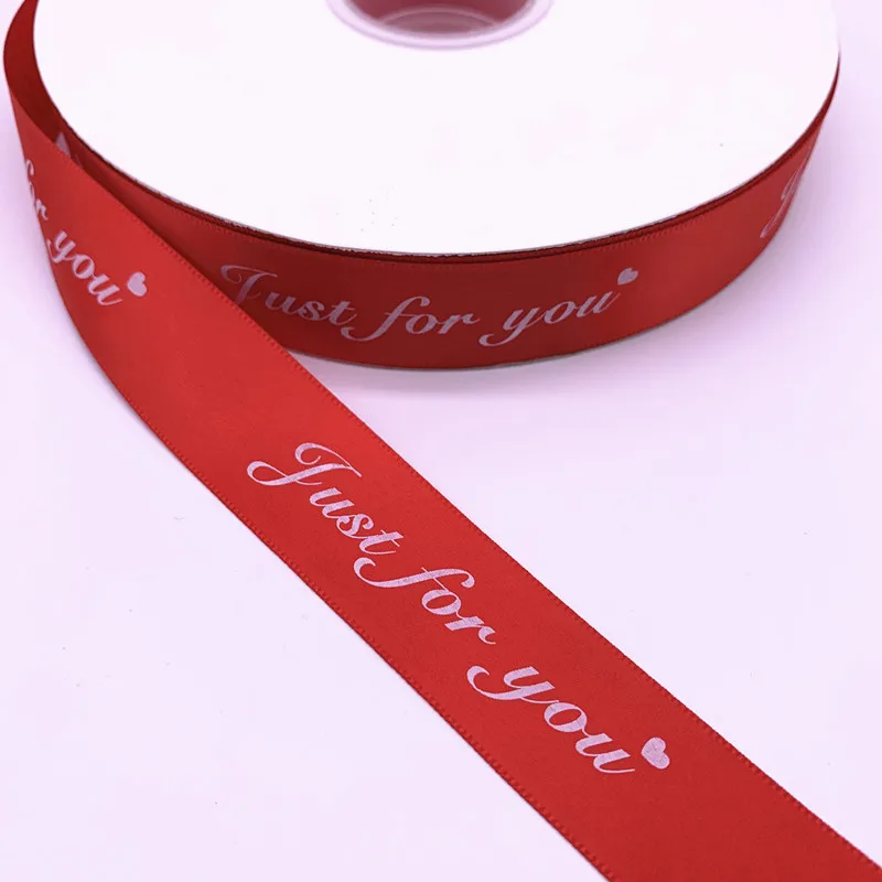 Printed Polyester Ribbons 5yards 10 20 25 38mm "just for you" for Wedding Christmas Party Decorations DIY Bow Craft Ribbons-ribbon decoration,ribbon supplies,christmas ribbon,polyester ribbon,wrapping ribbon