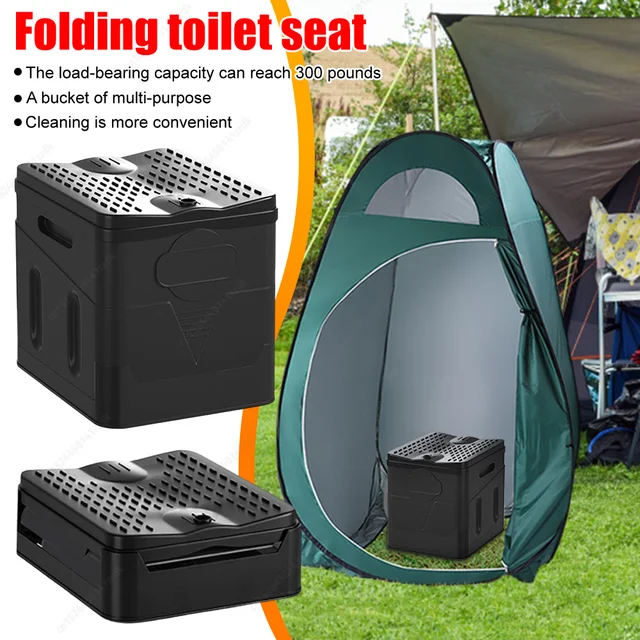 Portable Outdoor Toilet 4 IN 1 Car Bucket Reusable Trash Foldable Odor-Proof Emergency Toilet for Camping Road Trips Caravan Mul 2