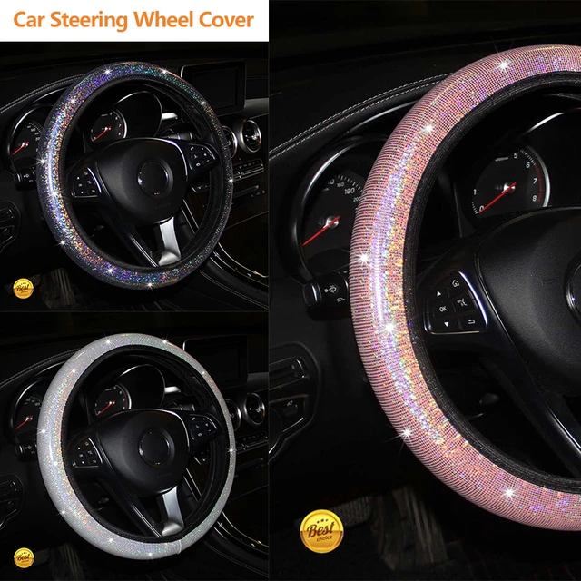 Couvre-volant universel de voiture 37/38cm, ensemble de roues en cristal Blingbling, accessoires en diamant pour femmes | AliExpress