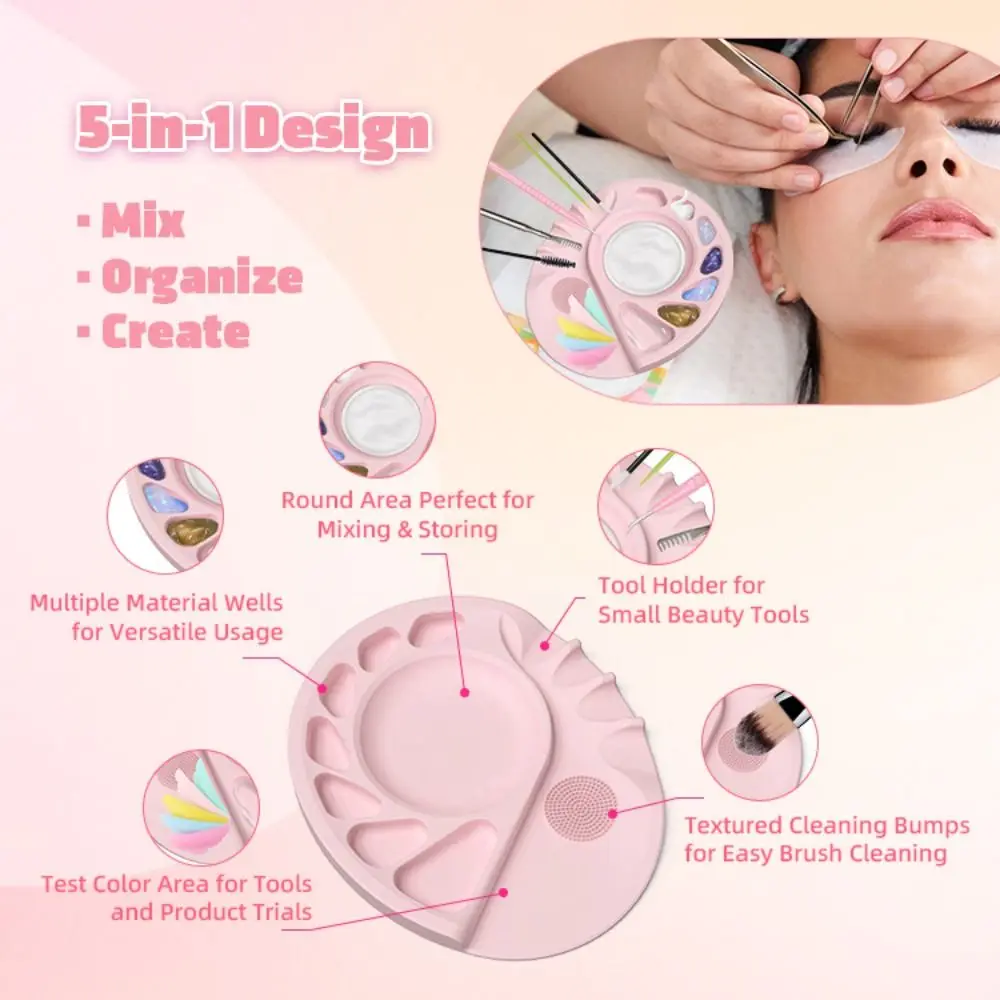 Durable Silicone Makeup Mat Palette Multi Function Easy to Clean Foundation Palette Reusable Beauty Palette Tray Women Girls