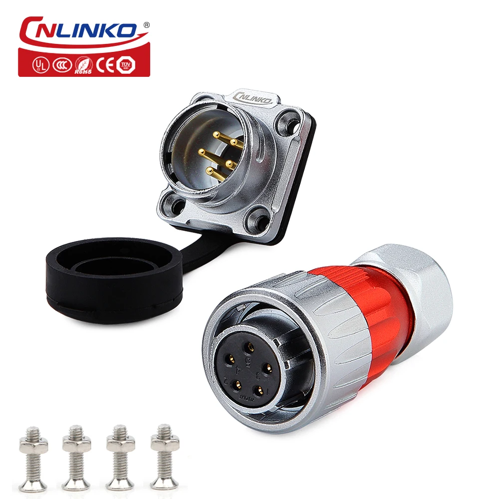 Cnlinko M20 5 Pin Metal Shell Waterproof Power Signal Connector With