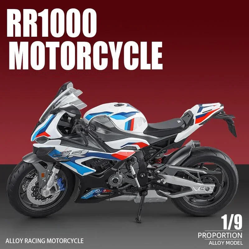 1/9 BMW RR1000  Alloy Racing Motorcycle Diecast Street Sports Motorcycle Model Simulation With Light Collection Kid Toy Gift 3