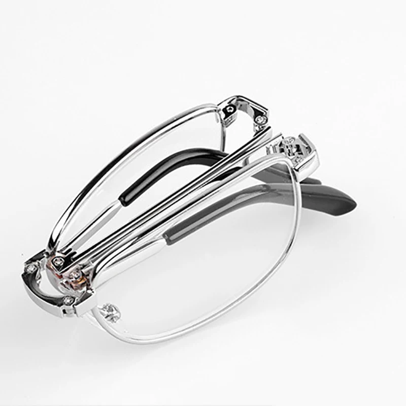Reading Glasses Portable Metal Foldable Ultralight Men Business Presbyopia Glasses Eyewear With Random Case +0.5to+4.0 reading glasses