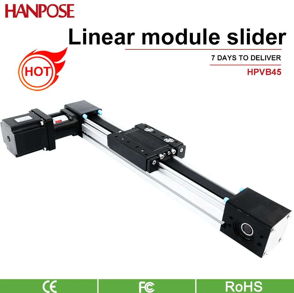 HPVB45 NEMA23 5628 motor Effective Travel Stroke 100 200 300mm Timing Belt Linear Slide Guide Motion Module Sliding Tabel CNC