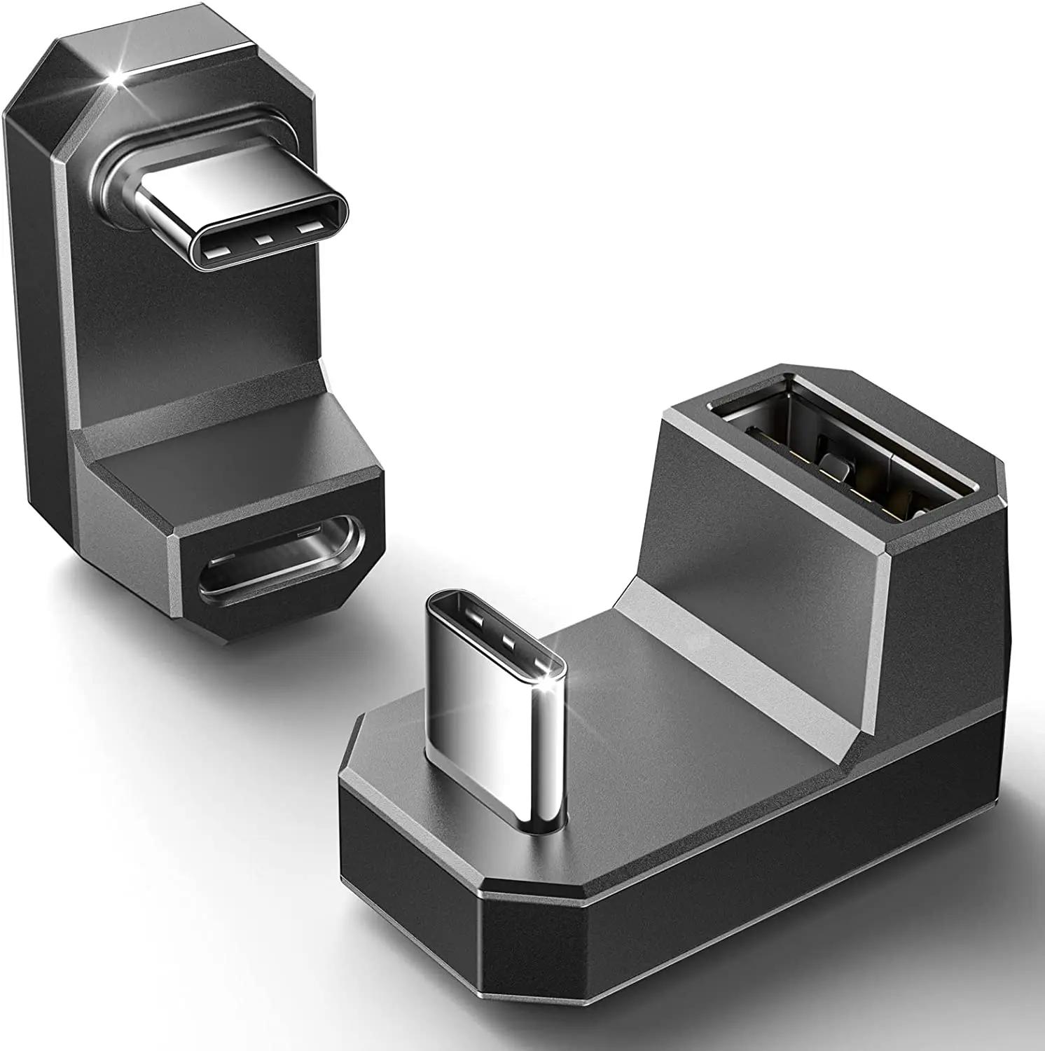 Adattatore Da Usb-C A Usb Confezione Da 2, Angolo Di 180 Gradi Da Usb-C Maschio A Usb-C Femmina E Adattatore Maschio Da Tipo C A Usb-A Femmina Per Pia