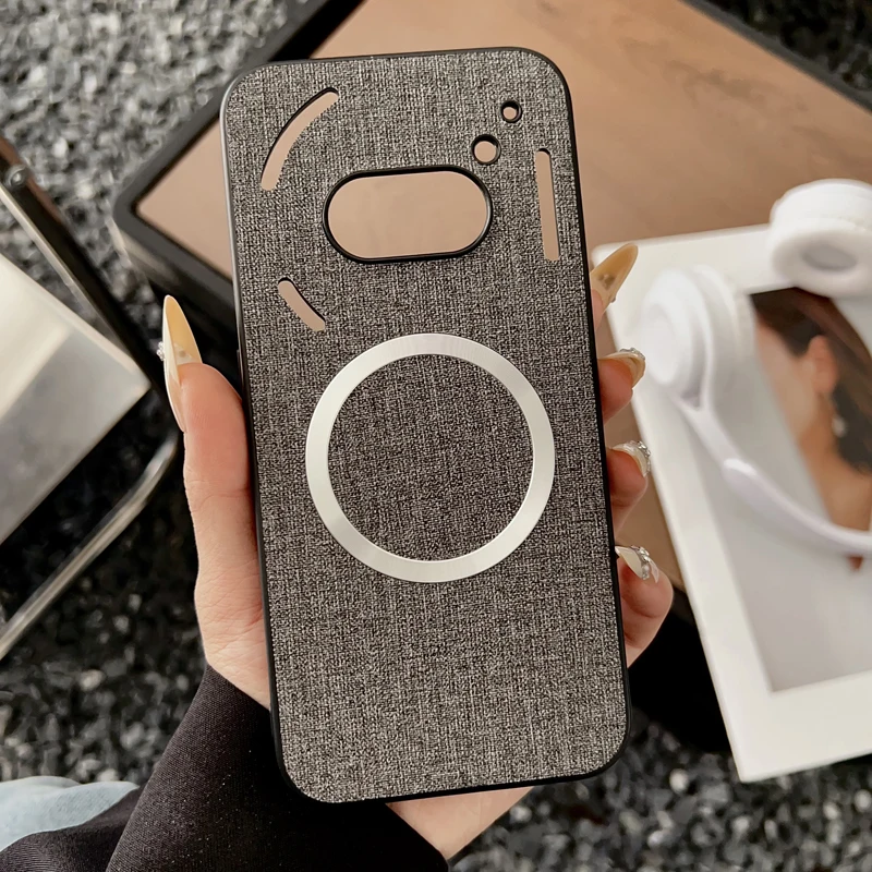 Magnetic TPU + PC Anti-Slip Ultra Thin Woven Textile Cloth Pattern Phone Case Cover