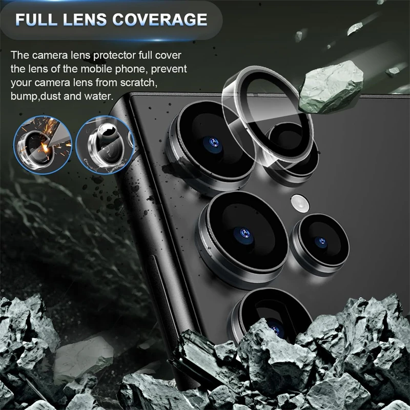 Ultra Clear Tempered Glass Camera Lens Protector with Ring Design