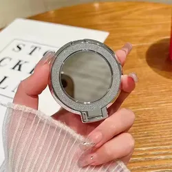 Sparkling Rotating Ring Grip Phone Holder with Mirror (Silver)